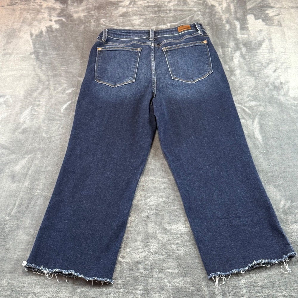 Judy Blue Wide Leg Raw Hem Jeans Dark Wash High Rise Size 11/30 High Rise - Picture 6 of 10